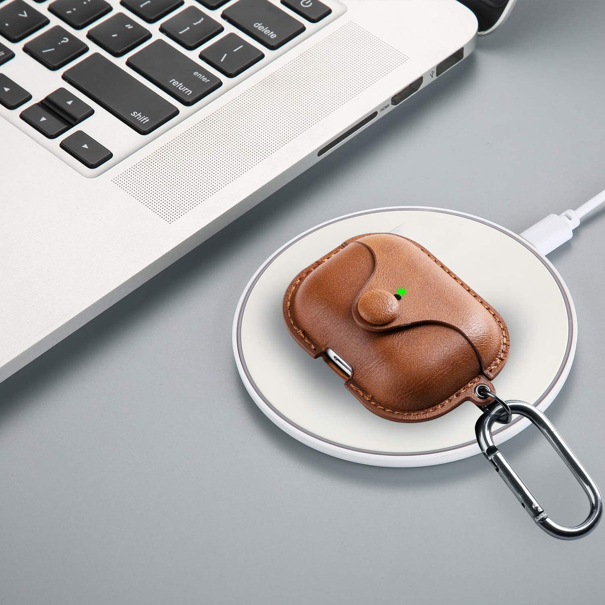 for Airpods Pro 2 Case Leather, Airpods Pro Leather Case Cover with Keychain Airpods Strap Compatible with Apple Airpods Pro 2Nd Generation 2023 2022/ Airpods Pro 2019 (Front LED Visible),Brown