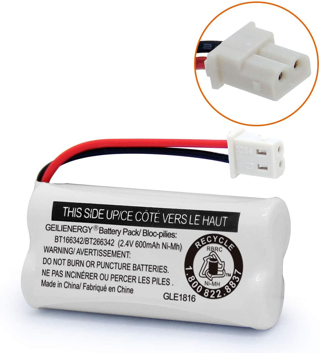 Replacement Battery BT166342 / BT266342 BT183342/BT283342 BT166342/BT266342 Compatible for Cordless Telephones CS6114 CS6419 CS6719 EL52300 Cl80111(Pack of 2)