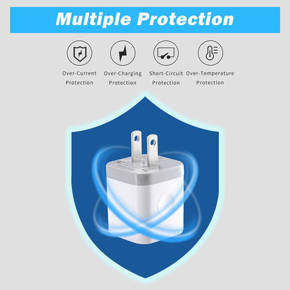 USB Wall Charger,4-Pack 2.1A Dual Port USB Cube Power Adapter Wall Charger Plug Charging Block Cube for Phone 8/7/6 Plus/X, Pad, Samsung Galaxy S5 S6 S7 Edge,Lg, Android (White)