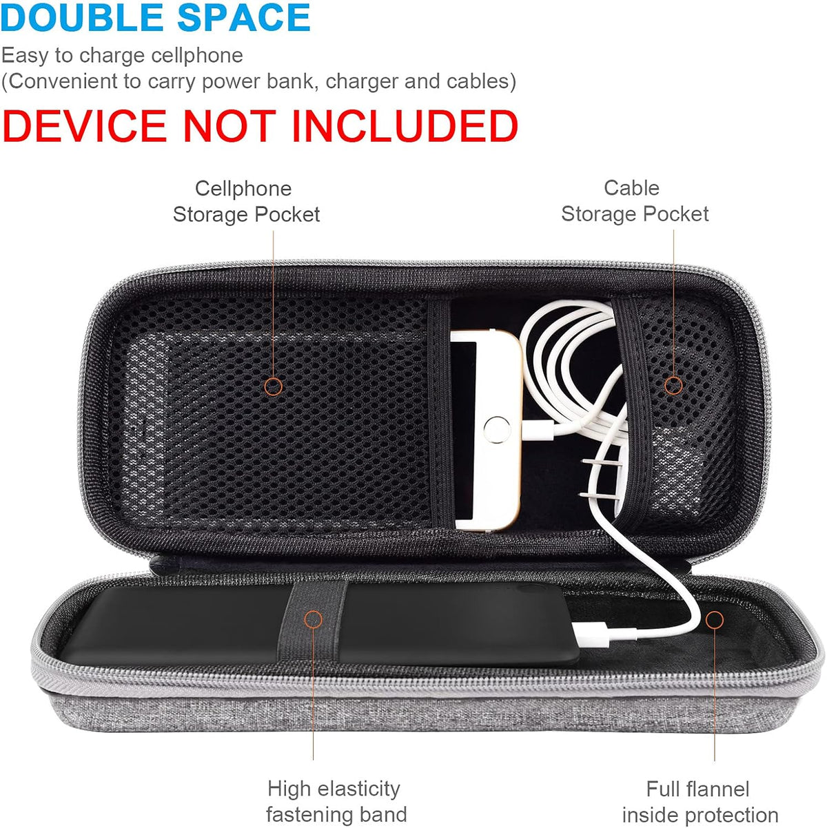Powerbank Hard Travel Case Compatible RAV Power 26800/20100/20000Mah, Anker Power Core 26800Mah/ Powercore +26800Mah, ROMOSS 30000Mah, Miady Charger, Ekrist, Lab599 Tx500 Radio(Light Grey)