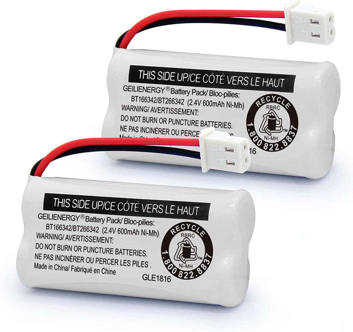 Replacement Battery BT166342 / BT266342 BT183342/BT283342 BT166342/BT266342 Compatible for Cordless Telephones CS6114 CS6419 CS6719 EL52300 Cl80111(Pack of 2)
